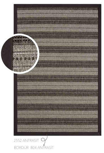 SEYRAN HALI ETNİK BORDÜR 2550 ANTRASİT-ANTRASİT