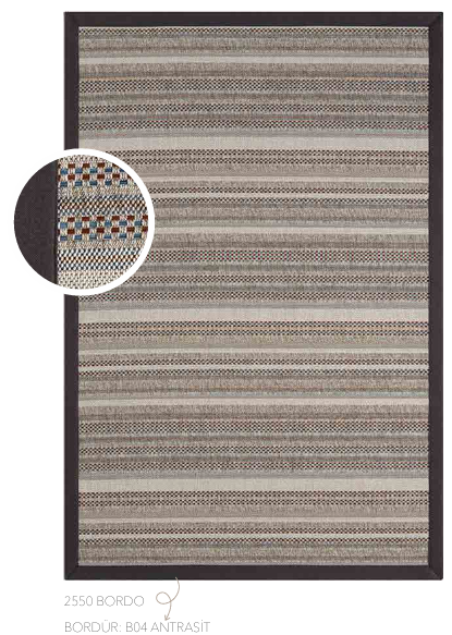 SEYRAN HALI ETNİK BORDÜR 2550 BORDO-ANTRASİT