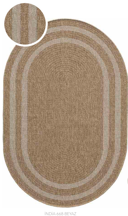 SEYRAN HALI INDIA OVAL 668 BEYAZ