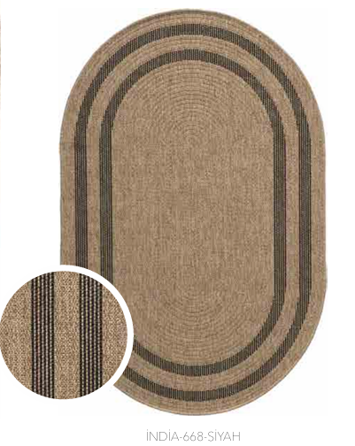 SEYRAN HALI INDIA OVAL 668 SİYAH