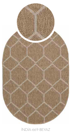 SEYRAN HALI INDIA OVAL 669 BEYAZ