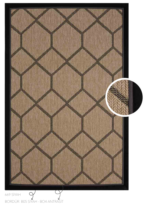 INDIA BORDÜR 669 SİYAH-ANTRASİT-SİYAH